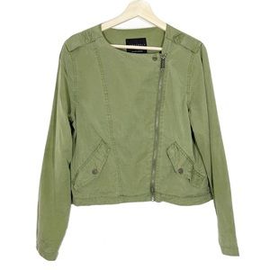 Sanctuary Moto Jacket Lightweight Zip Up Green Sz M